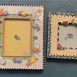 Two porcelain ceramic picture frames. Very old, but never used. 7x9 & 5x5